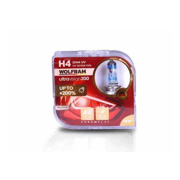 H4 Halojen Ampul Ultra Vision +%200 Fazla +%20 Beyaz Işık 12V 60/55W - 2