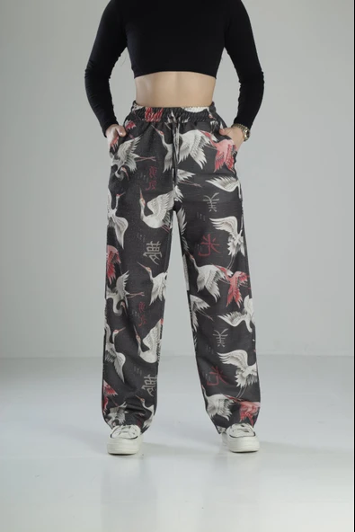 Özgürlük Desenli Baggy Pantolon