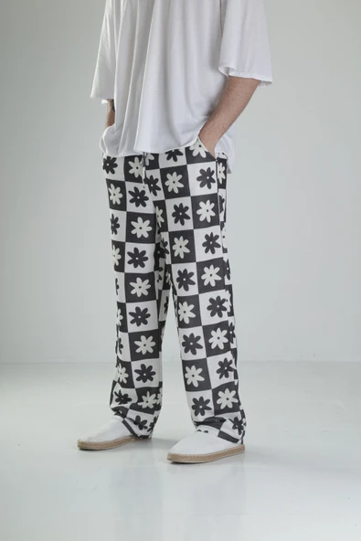 Çiçek Desenli Baggy Pantolon - 2