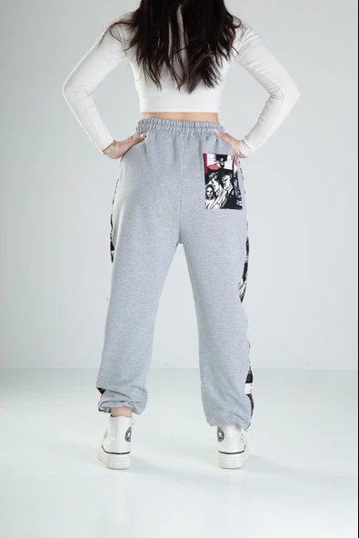 Çizgi Roman Desenli Gri Jogger - 4