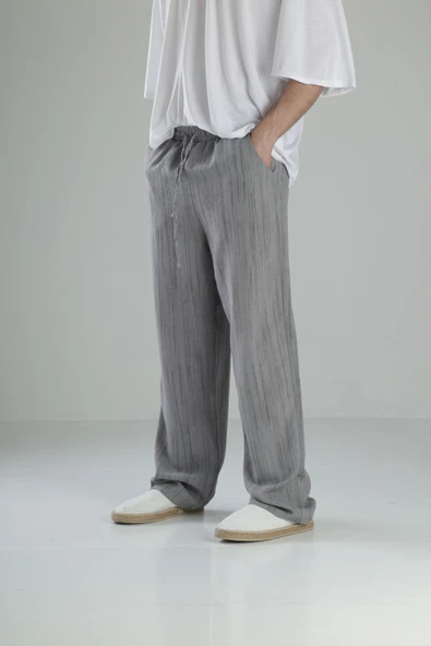 Aerobin Keten Gri Baggy Pantolon - 2