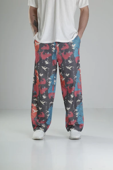 Etnik Desenli Baggy Pantolon - 1