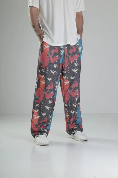 Etnik Desenli Baggy Pantolon - 3