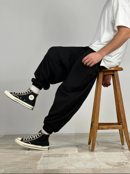 Erkek Siyah Spor Şalvar - 5