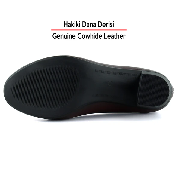 Erkan Saçmacı Elize Bordo Hakiki Dana Derisi Kalın Topuklu Loafer Ayakkabı - 6