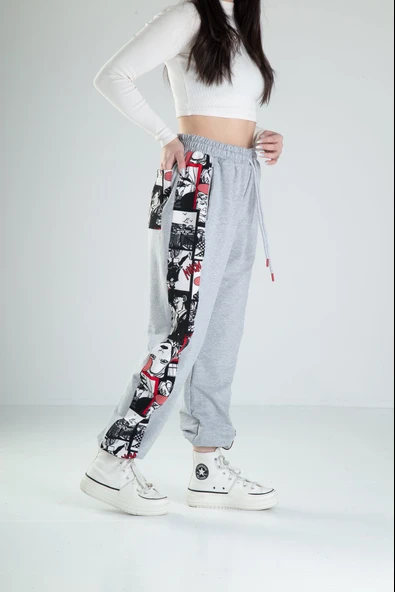 Çizgi Roman Desenli Gri Jogger - 3