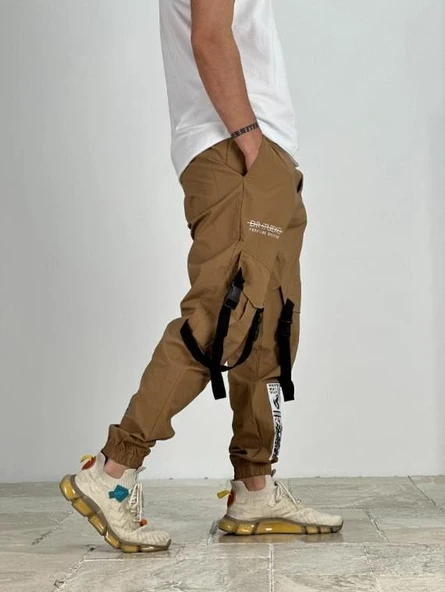 Premium Kalite Yazlık Bej Paraşüt Kumaş Jogger - 3