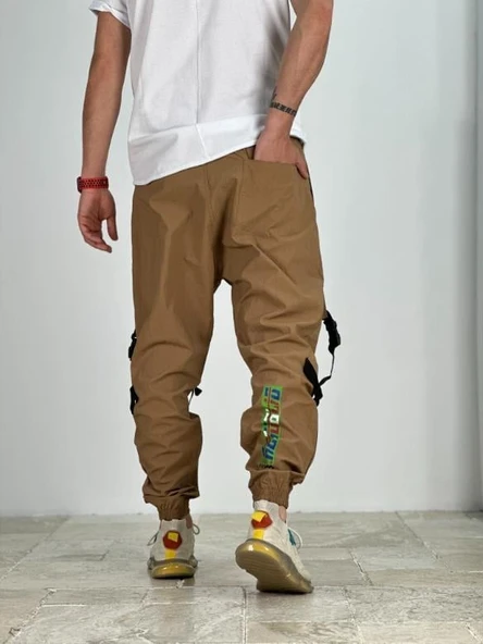 Premium Kalite Yazlık Bej Paraşüt Kumaş Jogger - 4