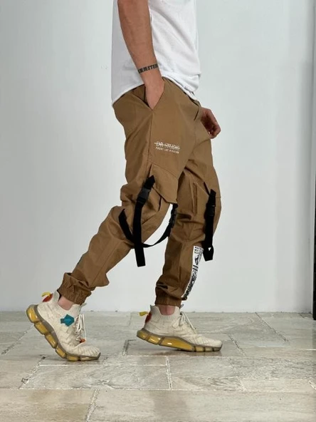Premium Kalite Yazlık Bej Paraşüt Kumaş Jogger - 1