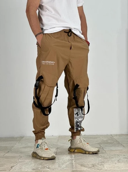 Premium Kalite Yazlık Bej Paraşüt Kumaş Jogger - 2