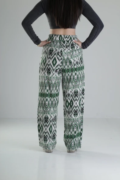 Etnik Yeşil Baggy Pantolon - 4