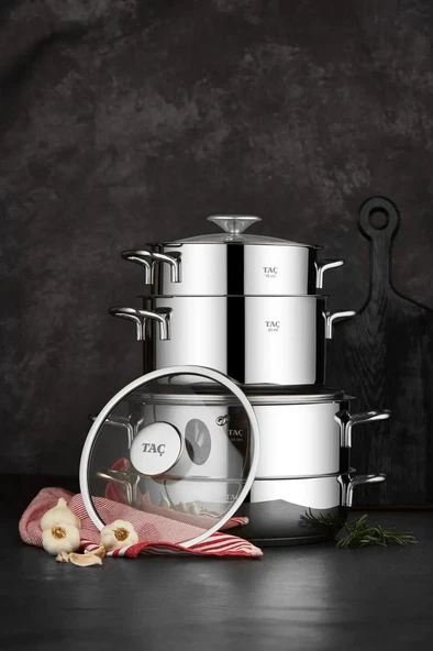 Taç Bengü Pro 8 Parça Çelik Tencere Seti Metal Sap-8091