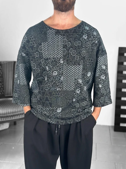 Etnik Desenli Fakir Kol Sweat