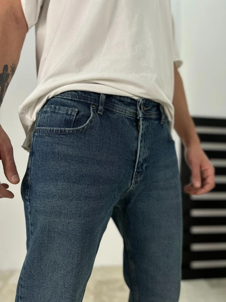 Premium Kalite Regular Kalıp Lacivet Zeminli Likralı Kot Pantolon - 3