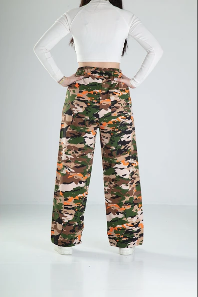 Kendinden Paça Lastikli Kamuflaj Baggy Pantolon - 4