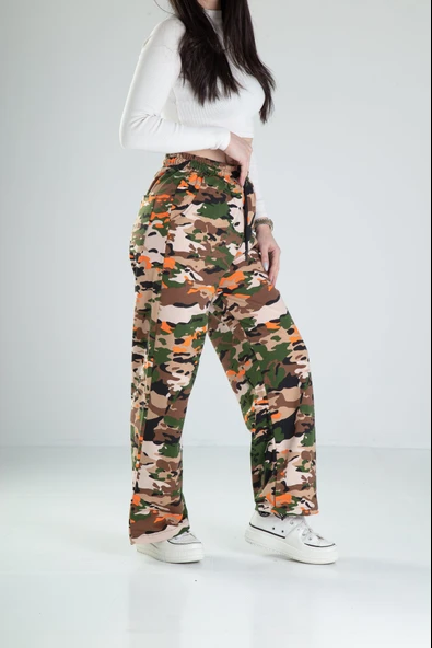 Kendinden Paça Lastikli Kamuflaj Baggy Pantolon - 3