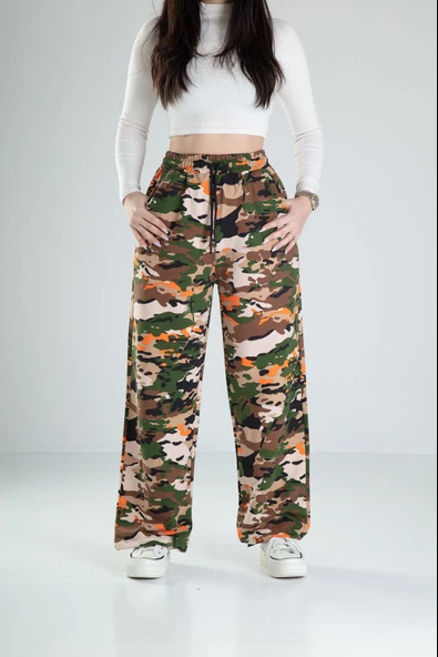 Kendinden Paça Lastikli Kamuflaj Baggy Pantolon - 1