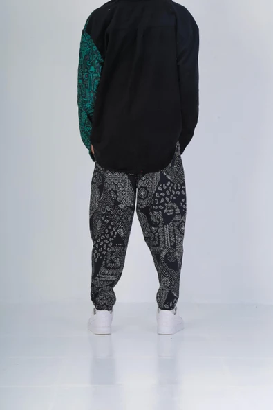 Cep Detaylı Etnik Desenli Baget Pantolon - 2