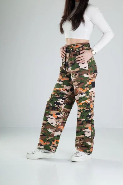 Kendinden Paça Lastikli Kamuflaj Baggy Pantolon - 2