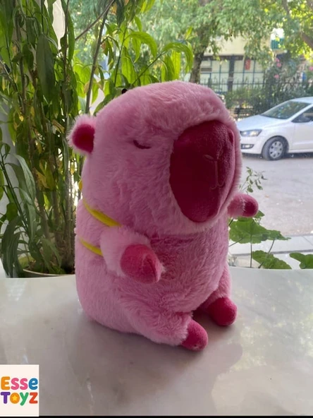 Yumuşacık ve Gerçekçi: 33 cm Pembe Pamuk Şeker  Cappybara Peluş Oyuncak - 2