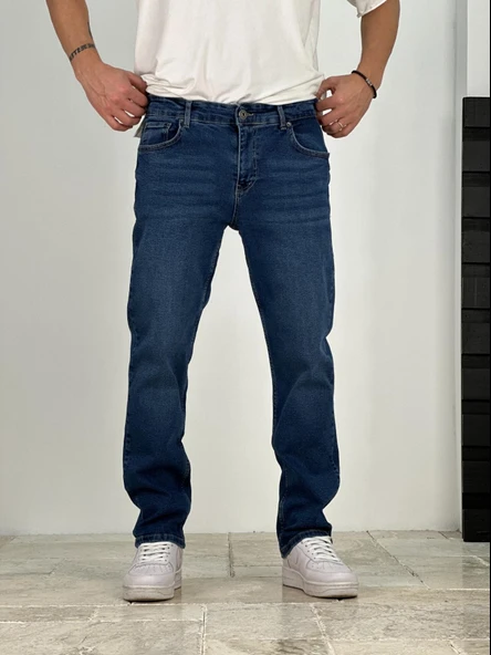 Premium Kalite Regular Kalıp Lacivert Likralı Kot Pantolon - 2
