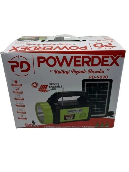 Solar Güneş Enerjili Fener + 3 Lamba + Radyo + Bluetooth Hoperlör ve Cep telefonu Şarj