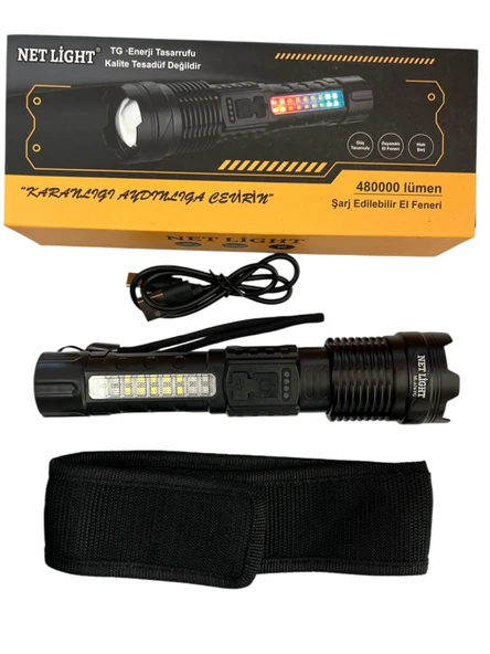 NETLİGTH ÇAKARLI POLİS FENERİ UZUN MENZİL 48000 LÜMEN