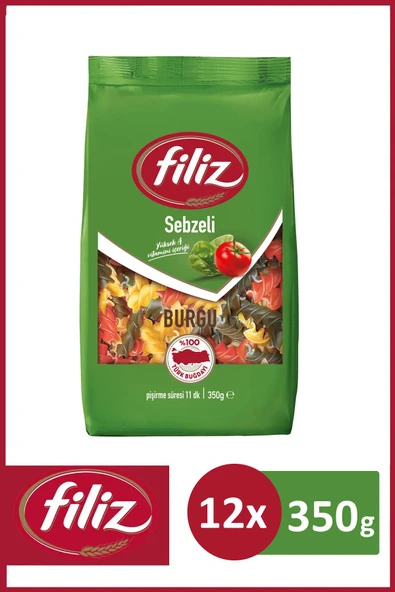 Filiz Sebzeli Burgu Makarna 350 gr X 12 Adet - 1