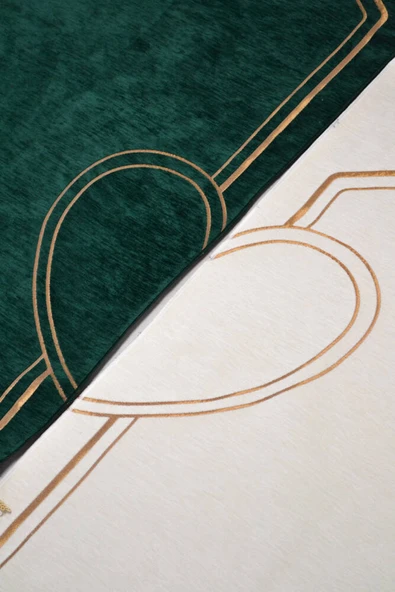 Çiftlere Özel Kalpli Kadife Eş Seccade ve İnci Tesbih Seti Yeşil – Vav Detaylı, Hediye Kutulu - Resim 6