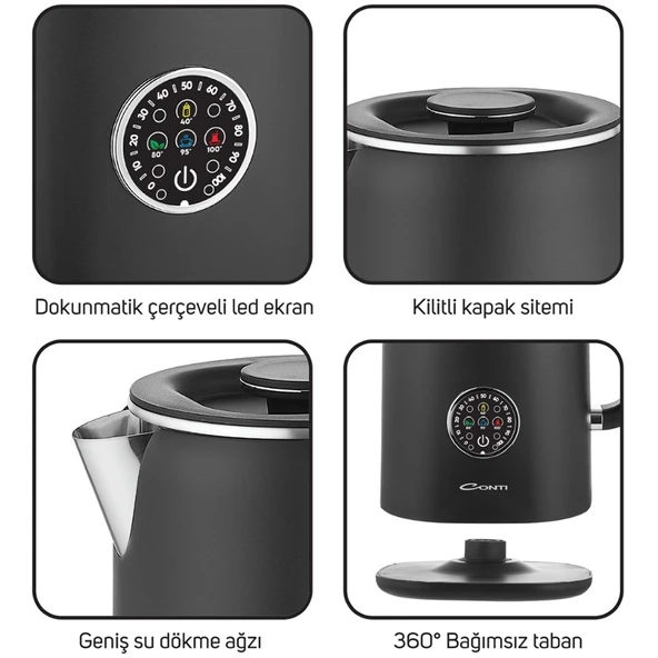 Conti CK-300 Therma 1.7 Litre 1500 W Dijital Kettle - Siyah - 3
