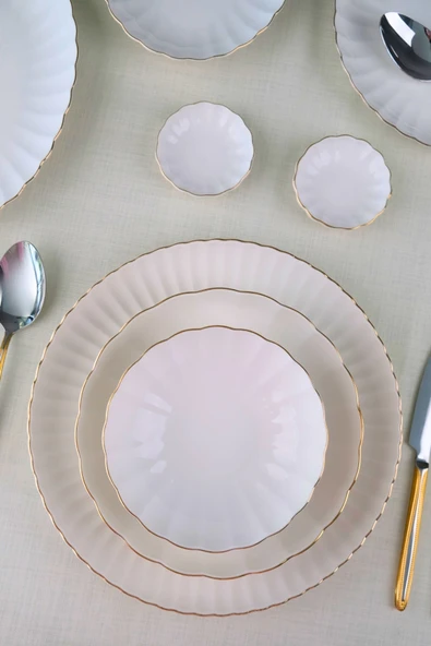 Kütahya Porselen Bone Luz Form Yemek Takımı Altın 32 Parça 6 Kişilik - 7