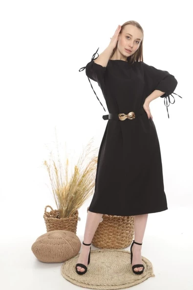 Siyah Topshop Yırtmaçlı Elbise - 2