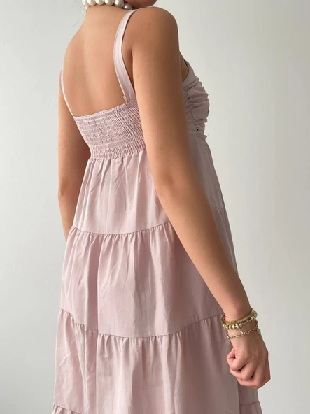 Harpster Göğsü Büzgülü Elbise - 5