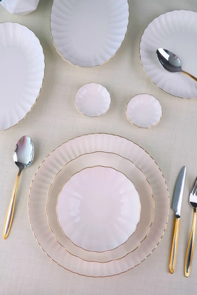 Kütahya Porselen Bone Luz Form Yemek Takımı Altın 32 Parça 6 Kişilik - 6