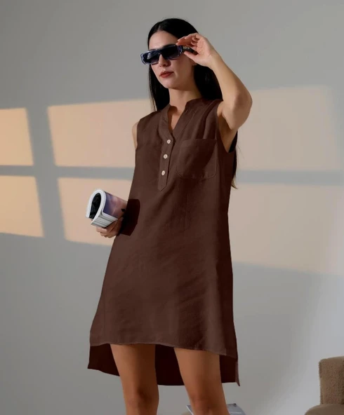 Düğme Detaylı Mini Elbise - 2