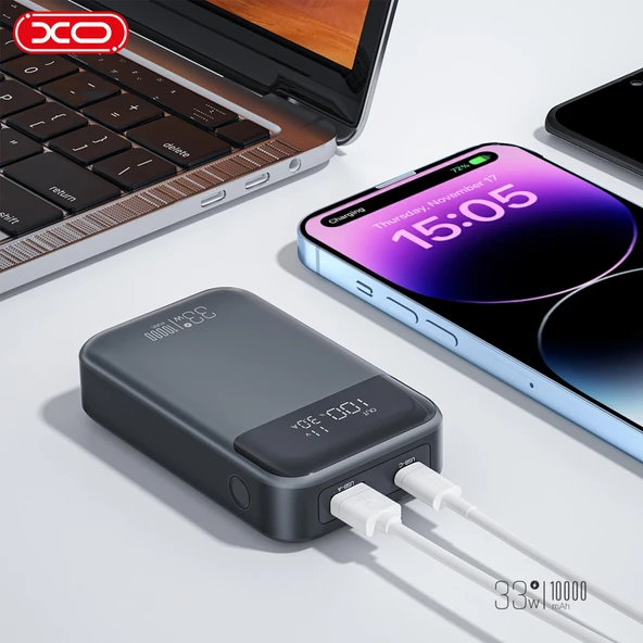 XOPR232 30W PD Hızlı Fast TYPE-C (USB-C) / USB-A Çift Çıkışlı Gösterge Ekranlı 10000 Mah Powerbank Şarj Aleti - 4