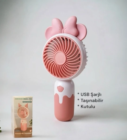 Cartoon USB Şarjlı El Fanı I Mini Taşınabilir Fan I Yaz Serinleticisi I Vantilatör Taşınabilir Fan