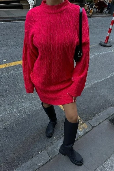 Melanie Örgü Desen Mini Elbise 2537-02 - 1