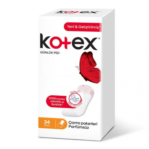 KOTEX ANYDAY GÜNLÜK PED İNCE 34 LÜ PARFÜMSÜZ