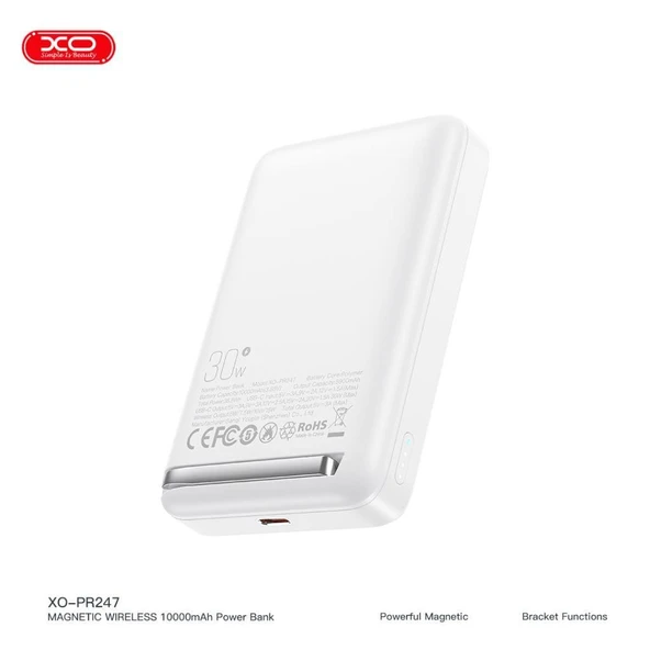 XOPR247 30W PD Fast Hızlı Stand MagSafe Özellikli USB-C (TYPE-C) Çıkışlı 10000 Mah Wireless Kablosuz Şarj Powerbank