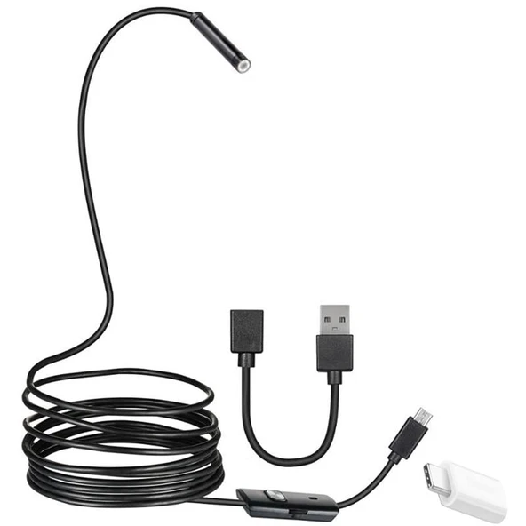 Ayt Powermaster 3in1 Micro Usb Type C Pc 8 Mm Işıklı 5 Metre Endeskop Yılan Kamera - 2
