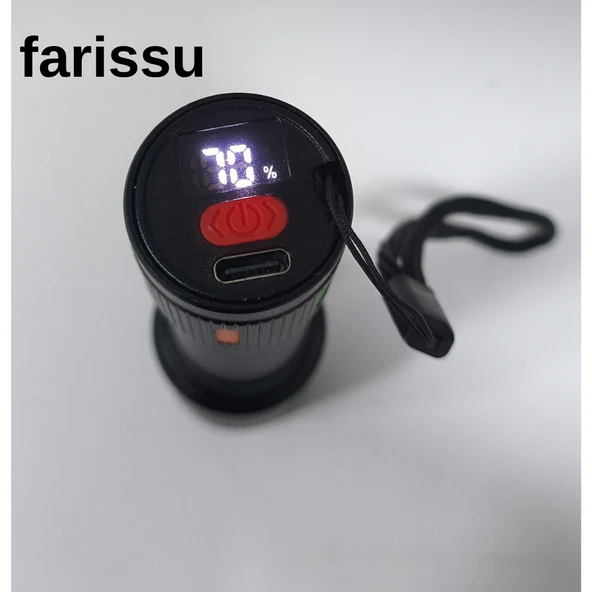 15 Watt Zoomlu Şarjlı El Feneri - Güçlü LED Işıklı, Taşınabilir ve Metal Dayanıklı - 3