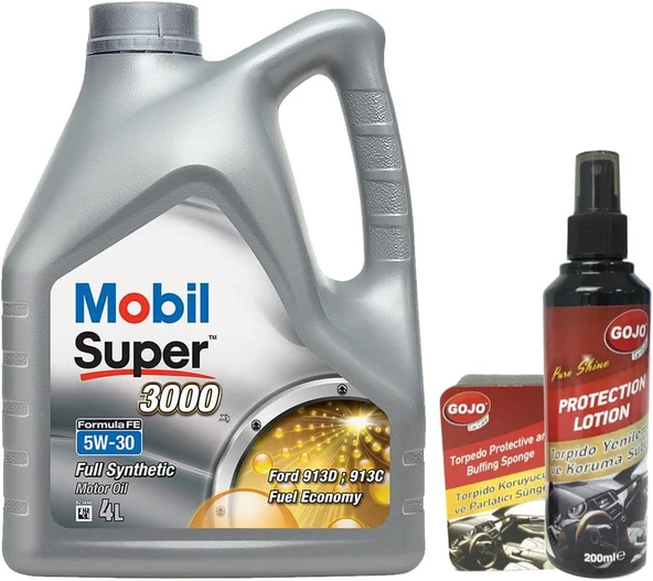 Mobil Super 3000 X1 Formula FE 5W30 Motor Yağı 4 L + 00117 Gojo Araç Bakım Seti ürün görseli