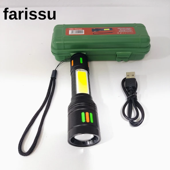 15 Watt Zoomlu Şarjlı El Feneri - Güçlü LED Işıklı, Taşınabilir ve Metal Dayanıklı