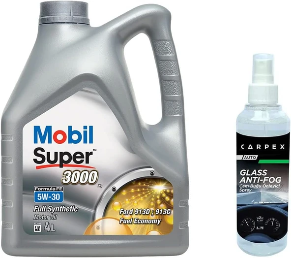 Mobil Super 3000 X1 Formula FE 5W30 Motor Yağı 4 L + Carpex Cam Buğu Önleyici ürün görseli