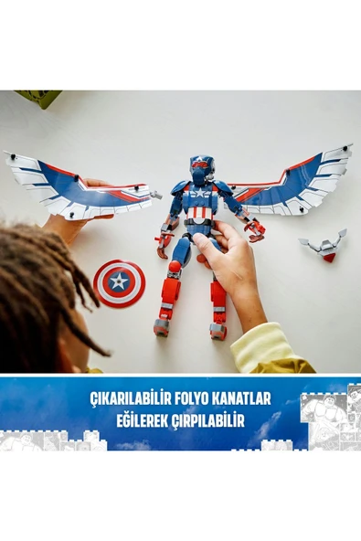 ® ǀ Marvel Yeni Kaptan Amerika Yapım Figürü 76296 - 8+ Yaratıcı Oyuncak Yapım Seti (359 Parça) - 8