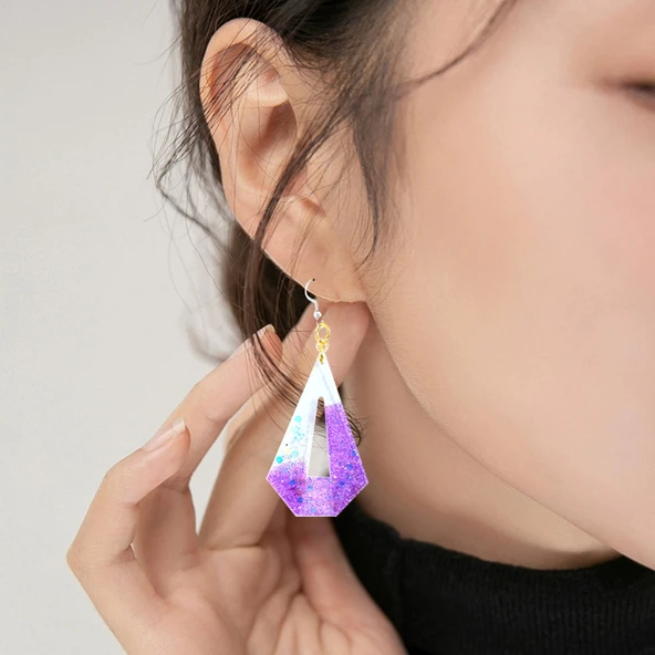 Epoksi Silikon Çoklu Geometrik Modelli Kolye ve Küpe Takı Kalıbı - 6