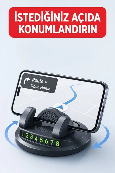 Park Numarası Gösterge Ünitesi ve 360 Derece Dönen Telefon Tutucu - 5