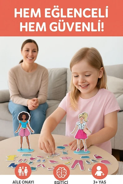 Manyetik Moda Kutusu Kıyafet Giydirme Magnet Kostümler, Eğitici Puzzle - 4