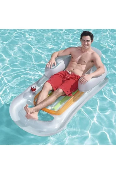 160x84 cm Deniz Yatağı Lüks Koltuklu Bardak Yuvalı Havuz Şişme Yatak - 4